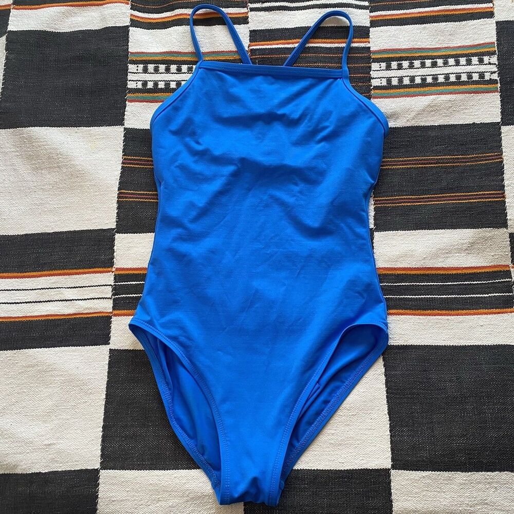 Lands End Royal Blue One Piece Bathing Suit. Racerback. Square Neck. Size 10 L.